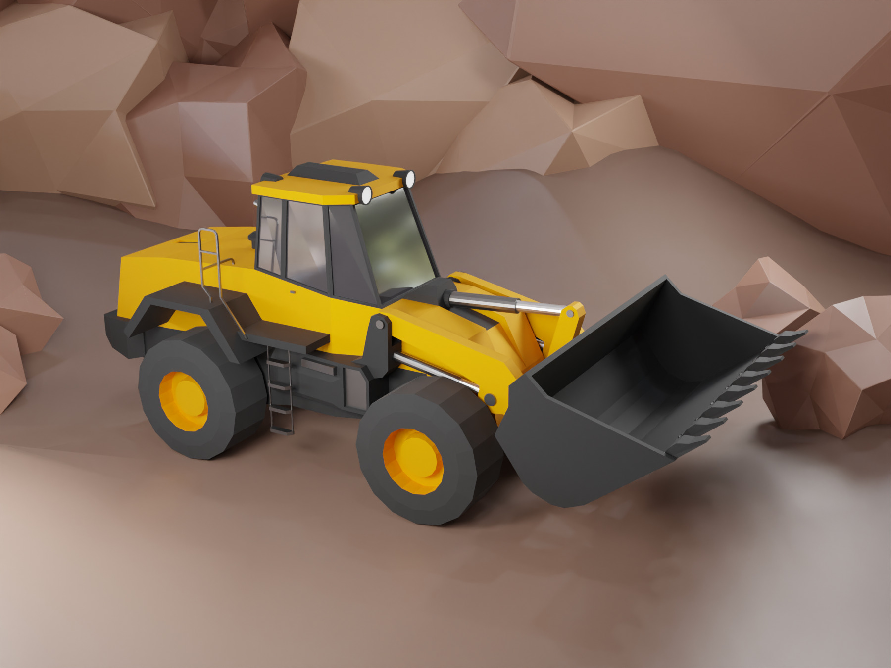 Wheel Loader Heavy Vehicle Low-poly 3D model_1