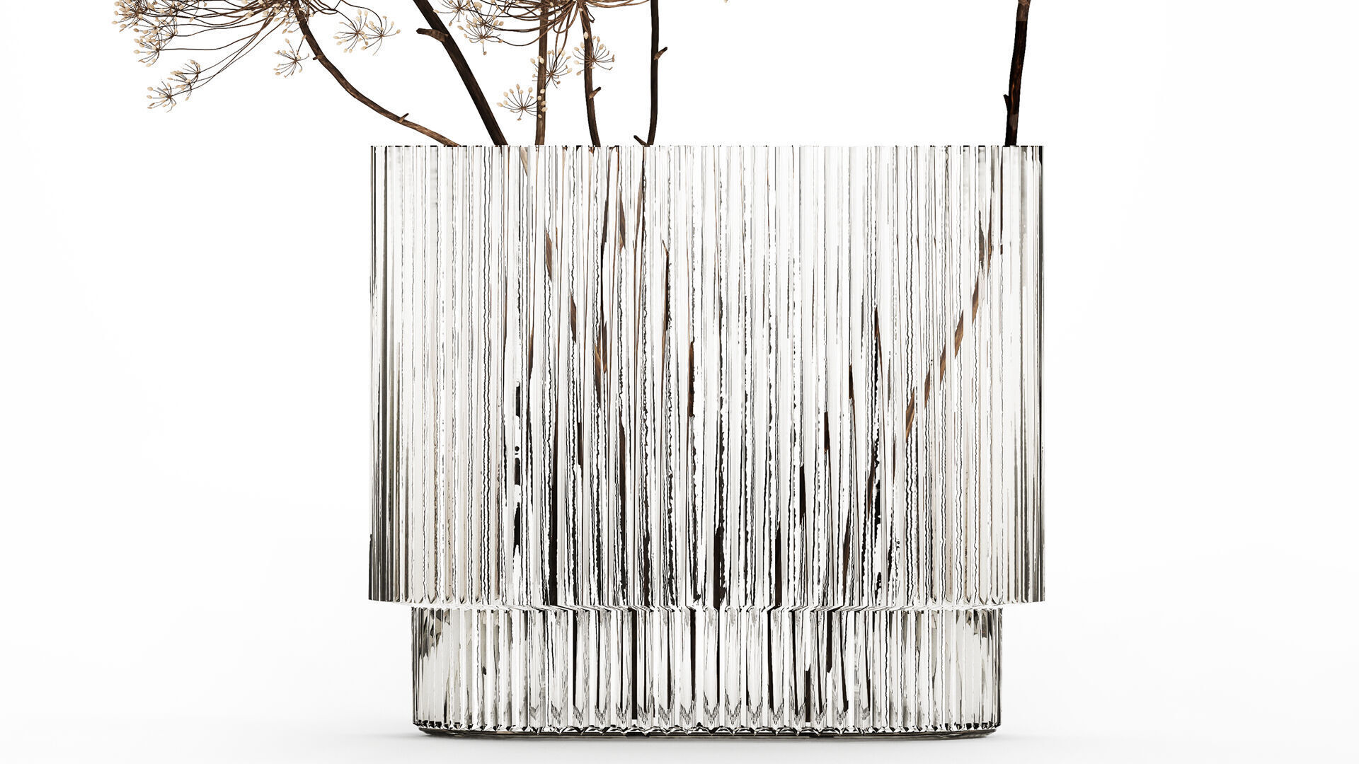 Dried Flowers Vase Dry Branches Heracleum Hogweed 501 3D model_4