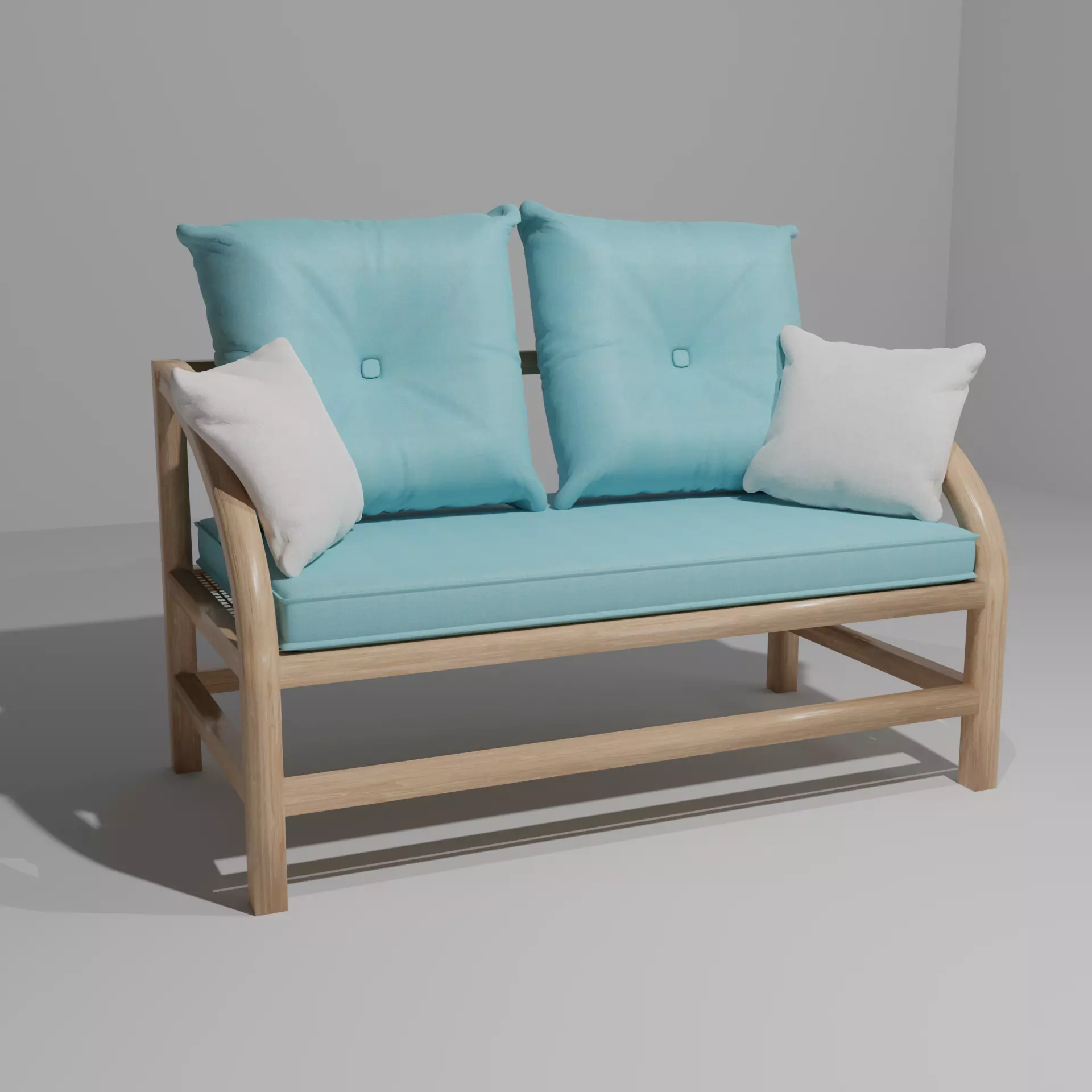 Garden Bench Low-poly 3D model_0