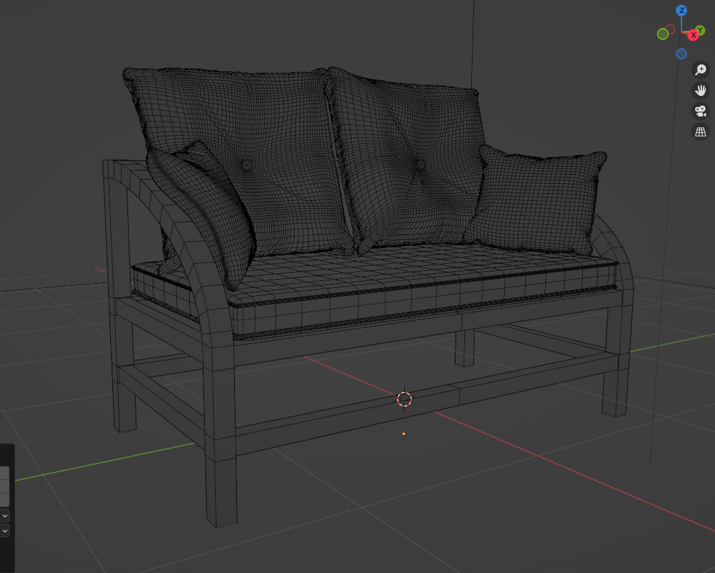 Garden Bench Low-poly 3D model_3
