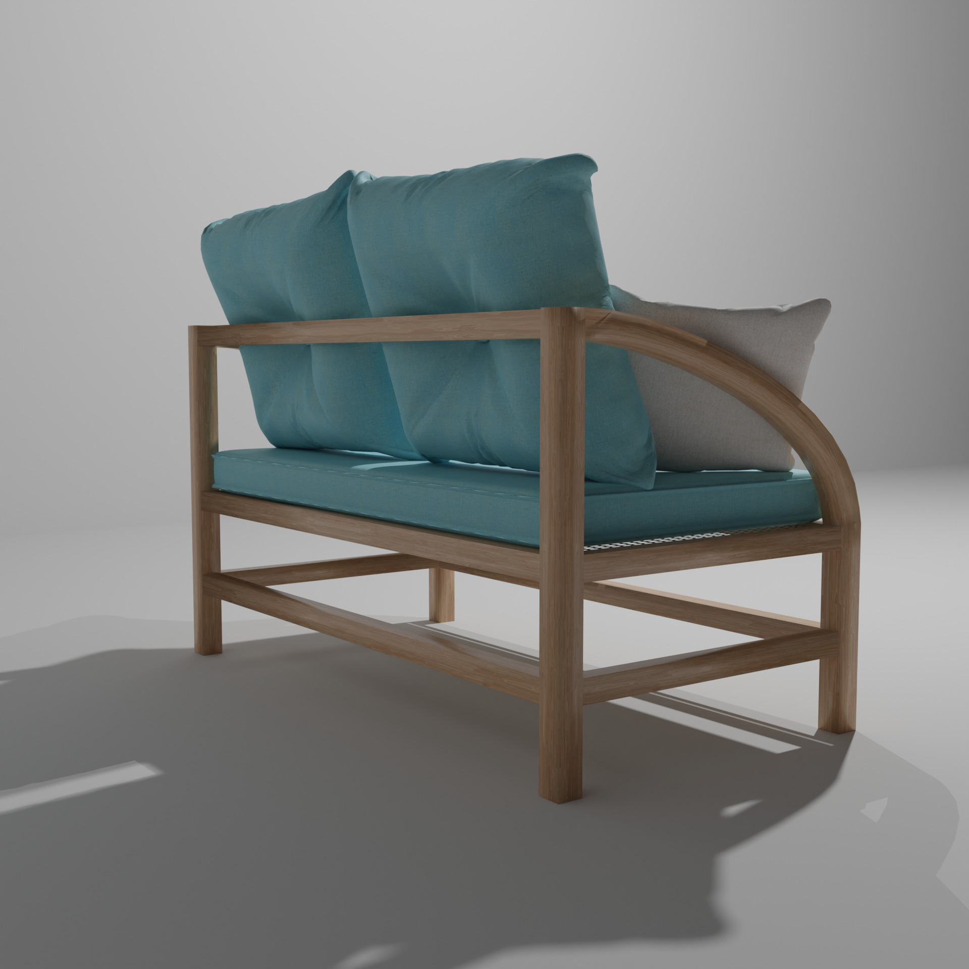 Garden Bench Low-poly 3D model_1