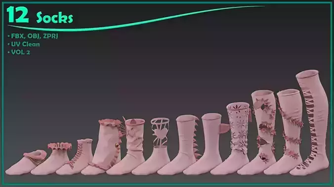 12 female socks-vol2 3D model 12 female socks-vol2 3D model