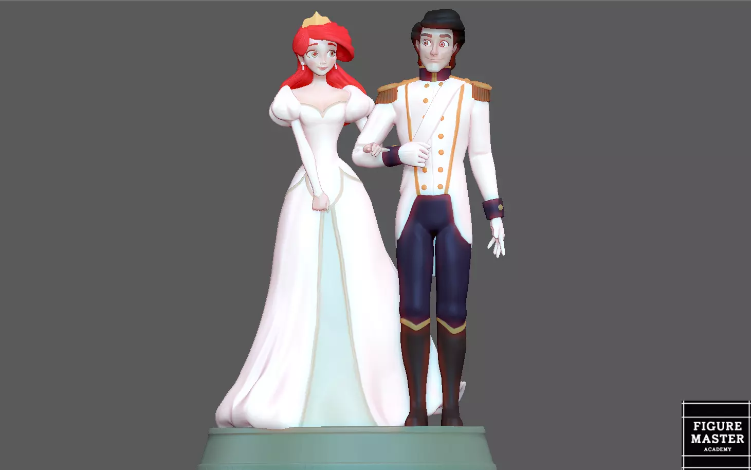 ARIEL LITTLE MERMAID WITH PRINCE ERIC WEDDING DISNEY PRINCESS 3D print model