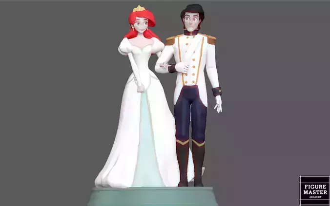 ARIEL LITTLE MERMAID WITH PRINCE ERIC WEDDING DISNEY PRINCESS