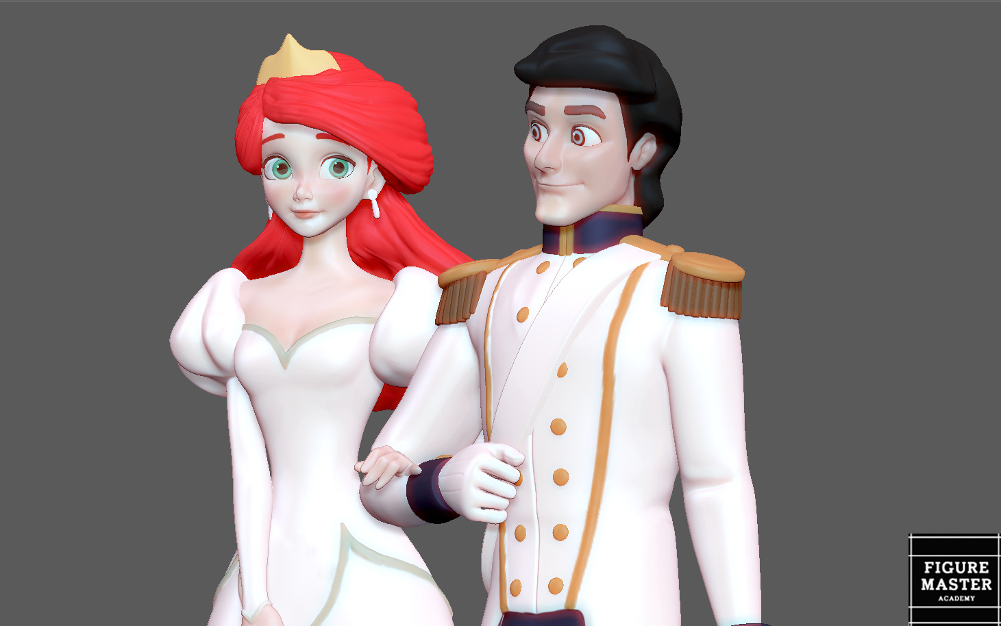 ARIEL LITTLE MERMAID WITH PRINCE ERIC WEDDING DISNEY PRINCESS 3D