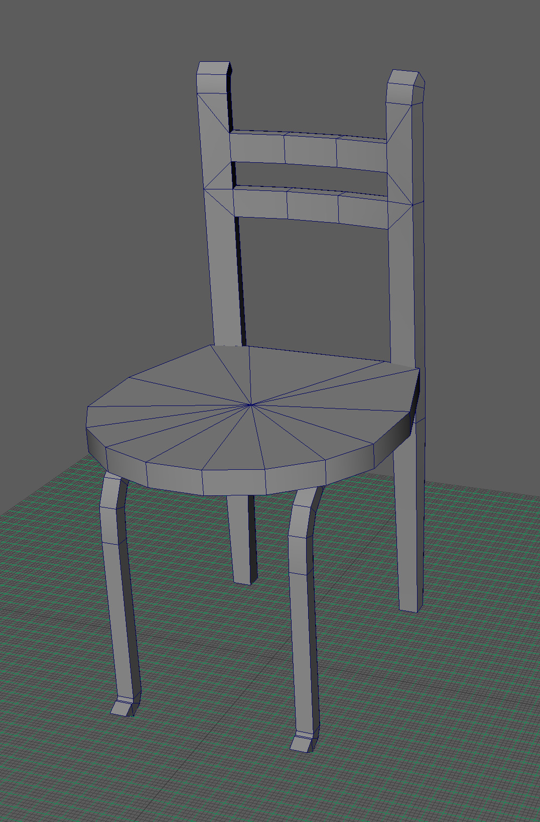 Wooden chair Low-poly 3D model_4