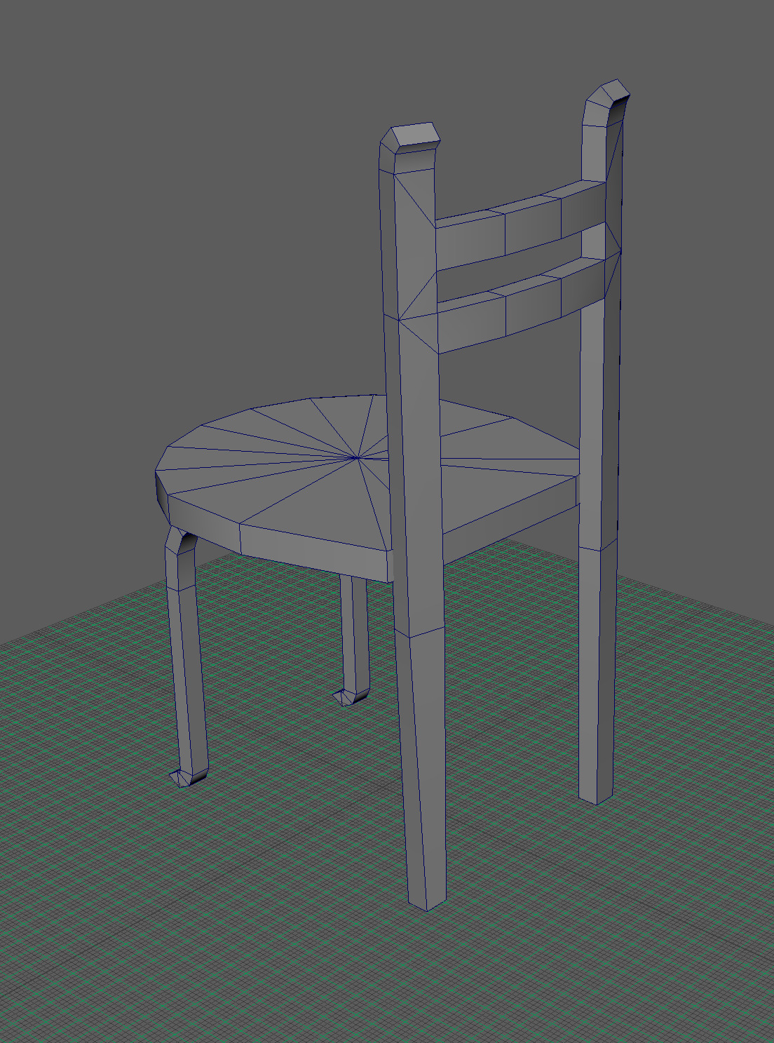 Wooden chair Low-poly 3D model_5