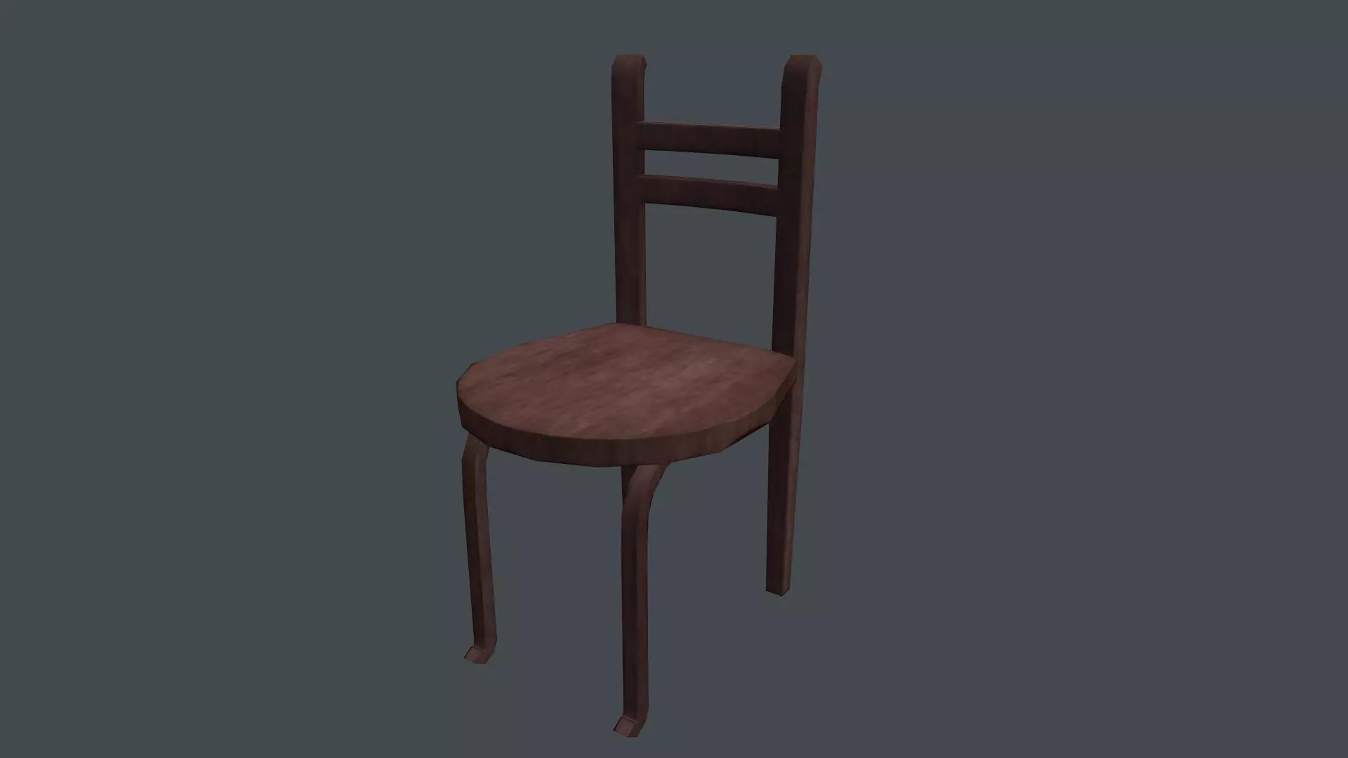 Wooden chair Low-poly 3D model_0