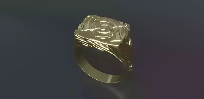 Wood Textured Signet Ring