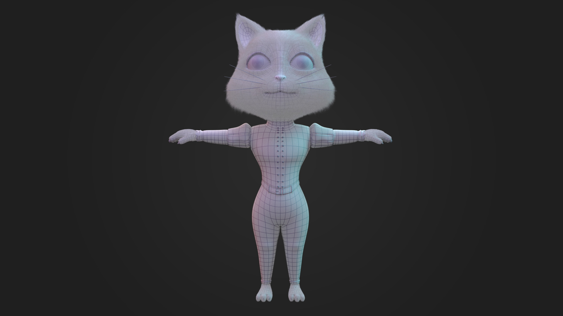 Stylized Anthropomorphic Cat Character Fur Medieval Outfit 3D model_10