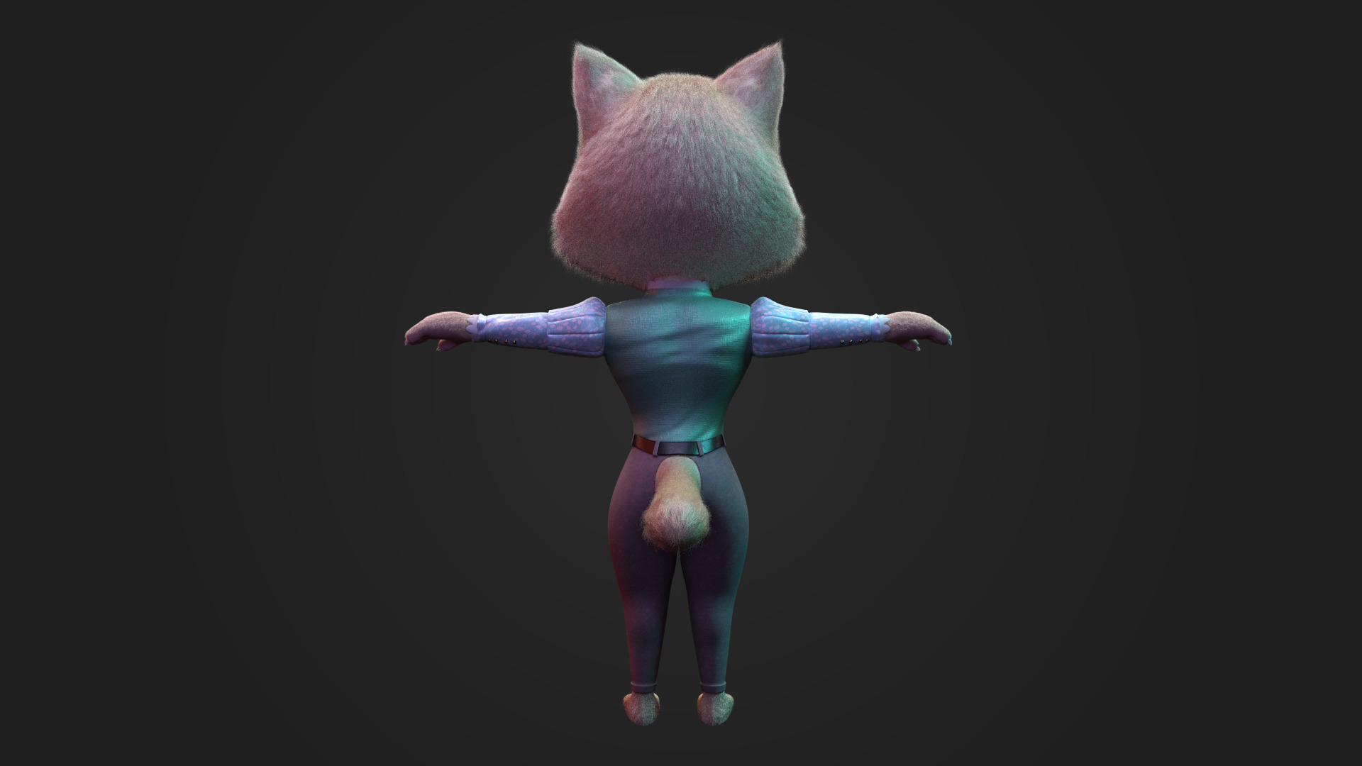 Stylized Anthropomorphic Cat Character Fur Medieval Outfit 3D model_1