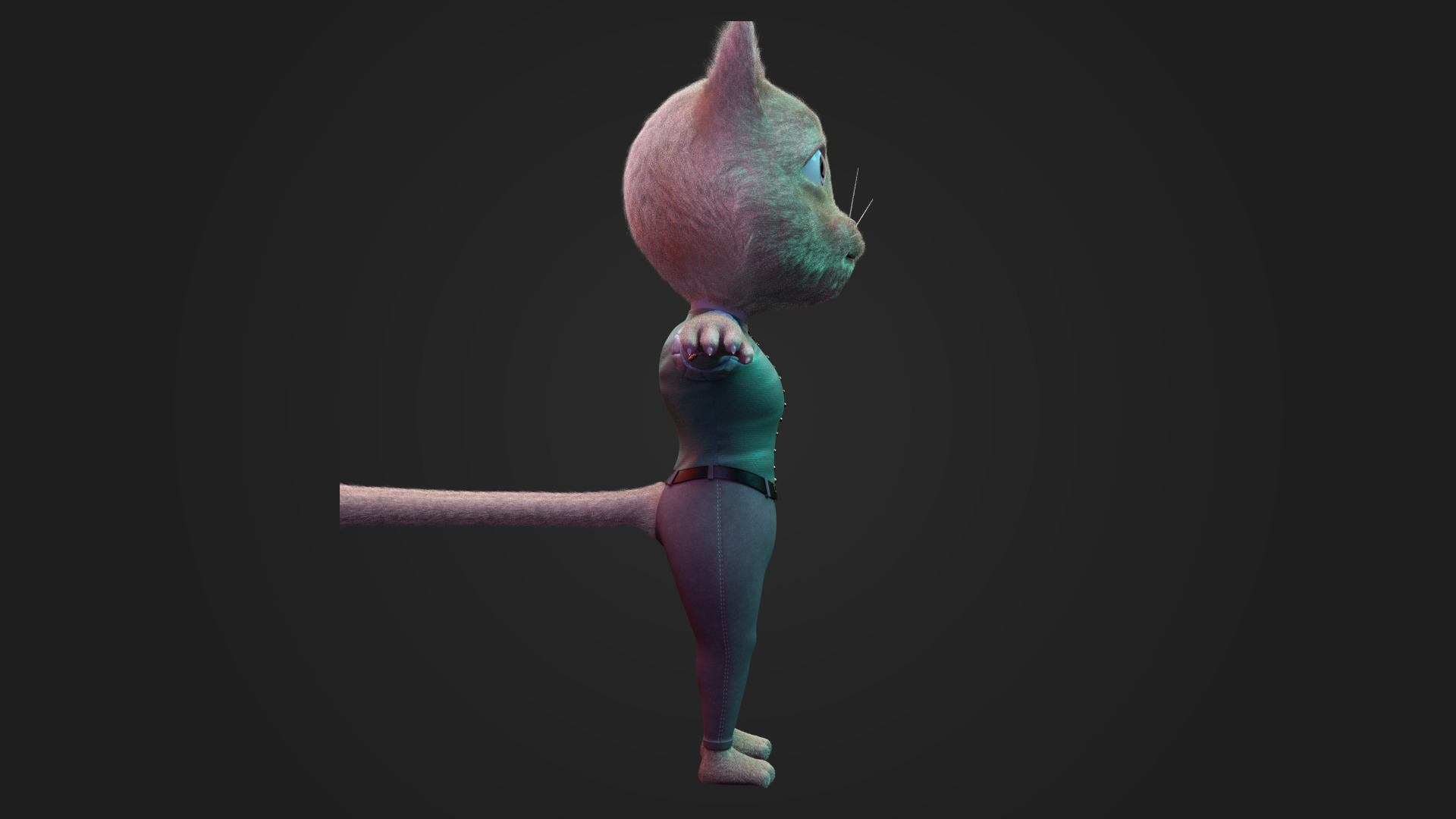 Stylized Anthropomorphic Cat Character Fur Medieval Outfit 3D model_13