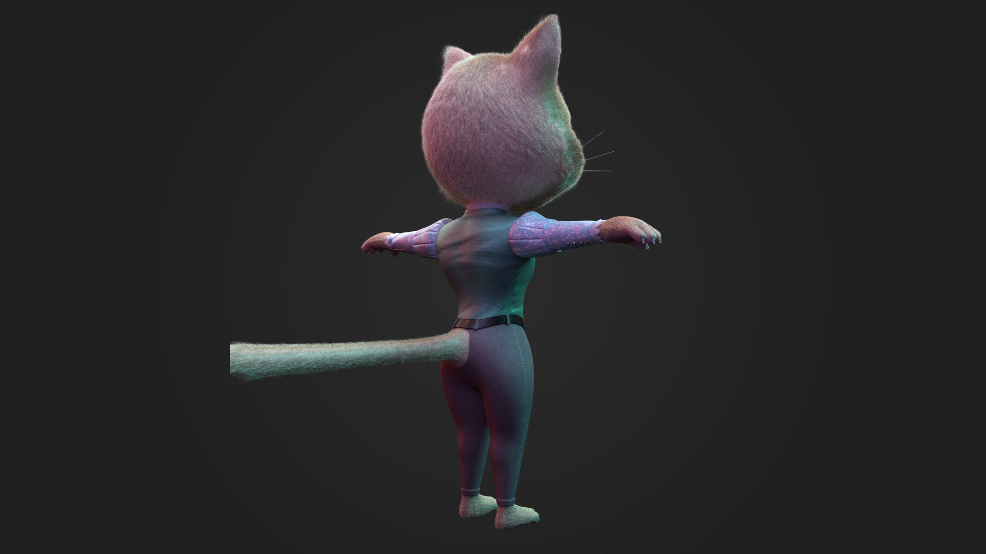 Stylized Anthropomorphic Cat Character Fur Medieval Outfit 3D model_2