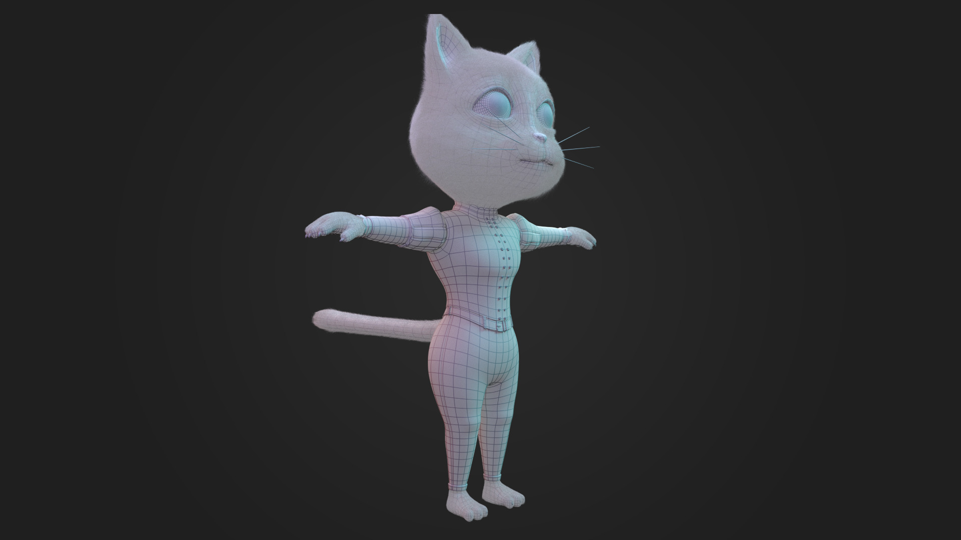 Stylized Anthropomorphic Cat Character Fur Medieval Outfit 3D model_9