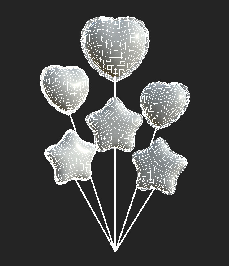 balloons Low-poly 3D model_5