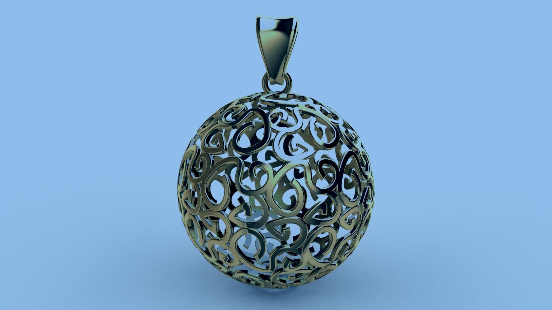 Direct Casting Ball Pendant 3D model Texture 3D print model_4