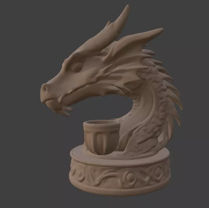 Dragon Head Candle Holder 3D print model_0
