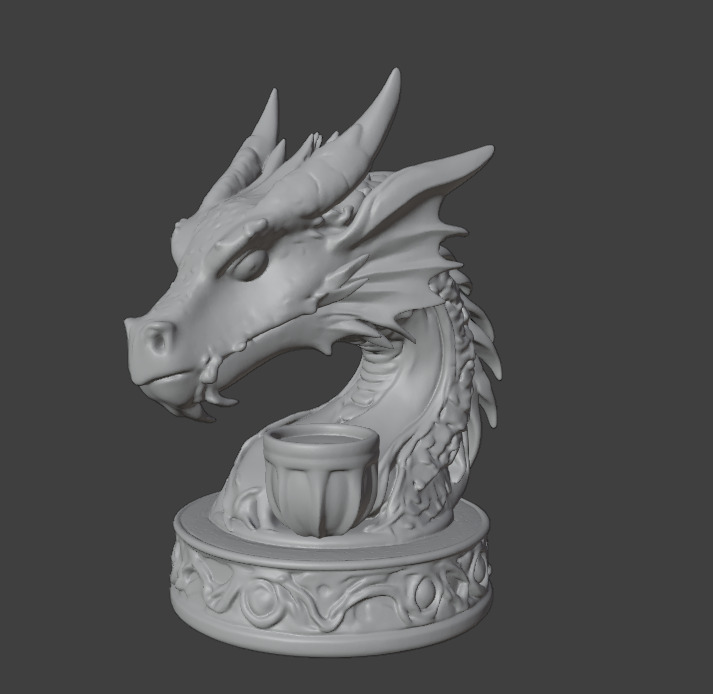 Dragon Head Candle Holder 3D print model_3