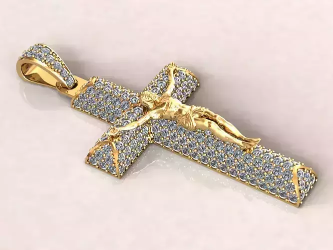 Cross Pave Jesus Pendant 4cm Lenght