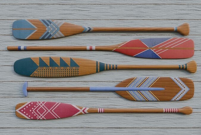 Oar decorative painted 3D model