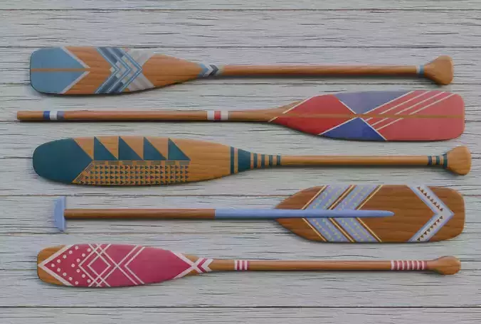 Oar decorative painted 3D model
