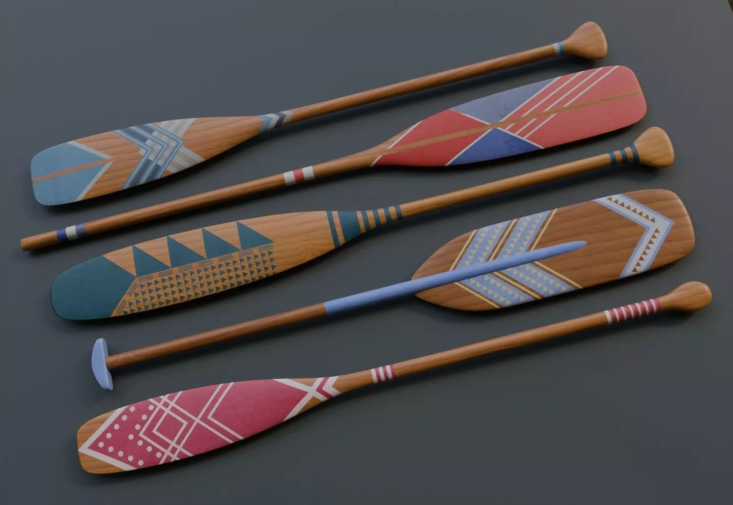 Oar decorative painted 3D model