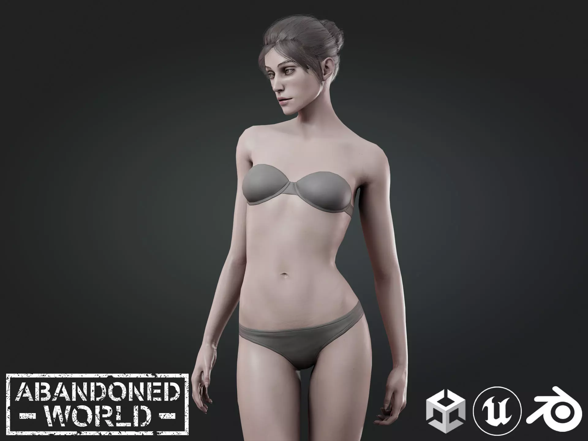 Base Humans - Woman Low-poly 3D model_0