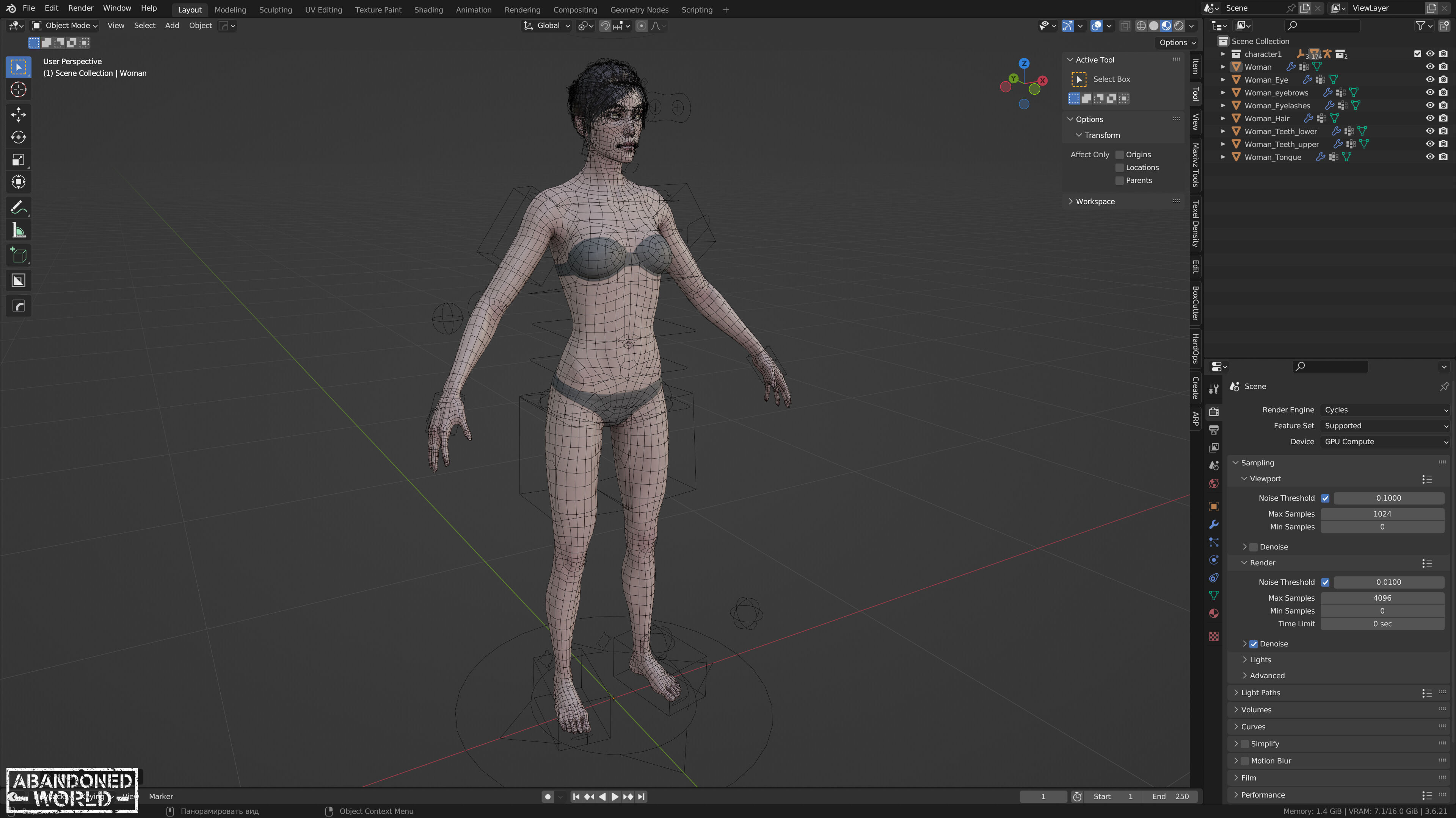Base Humans - Woman Low-poly 3D model_13