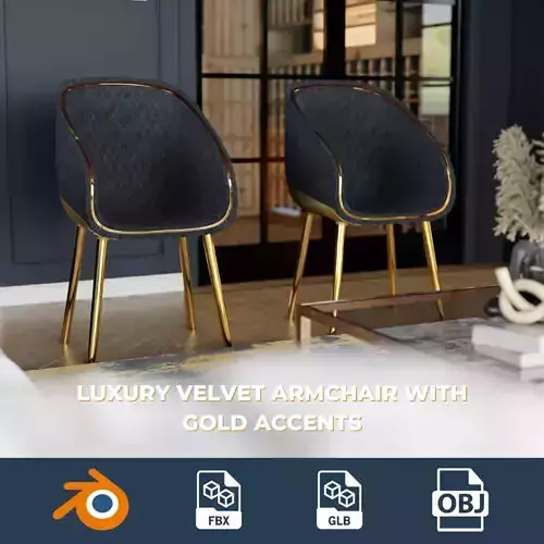 Luxury Velvet Armchair with Gold Accents