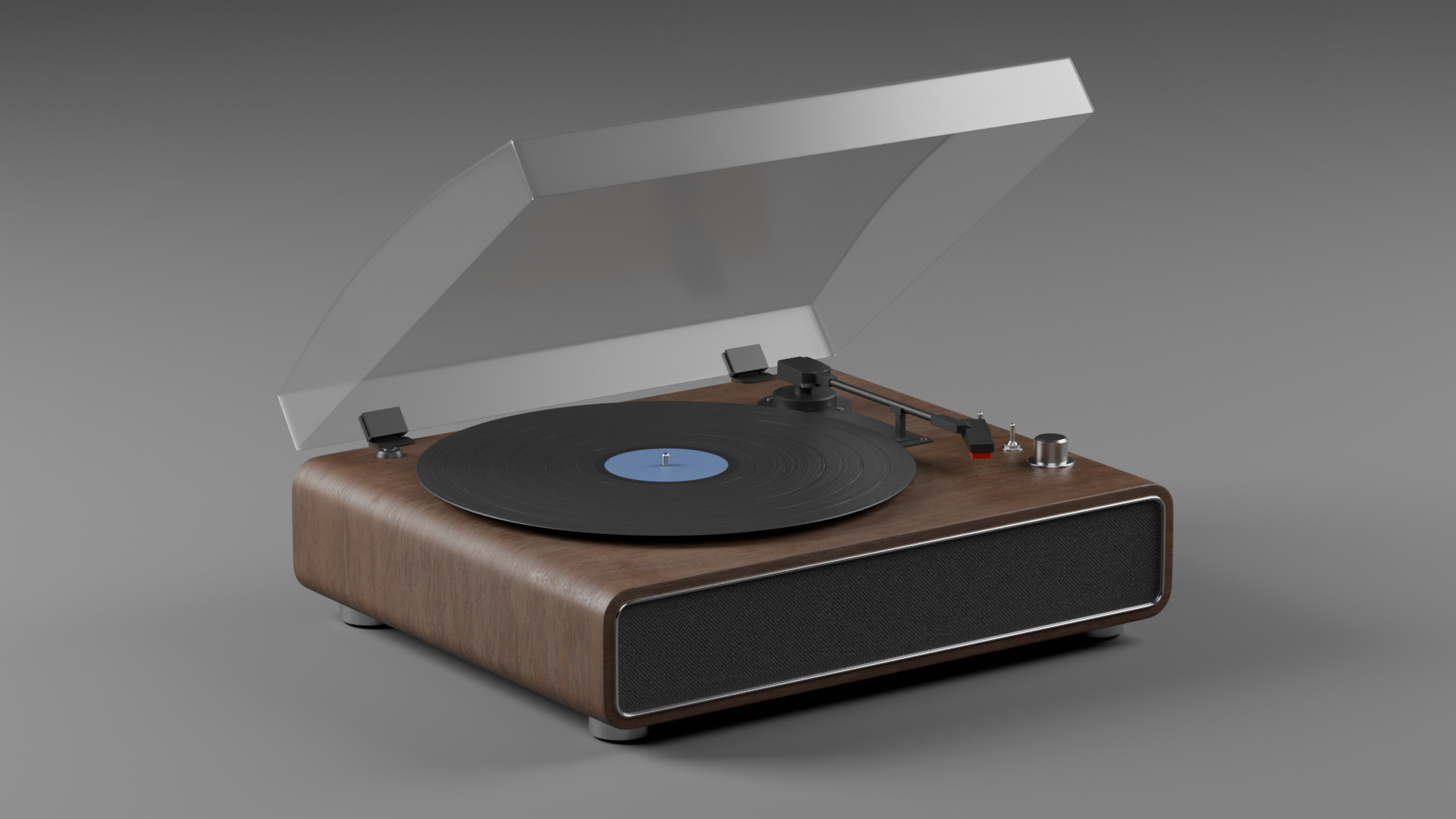 Retro turntable Low-poly 3D model_4