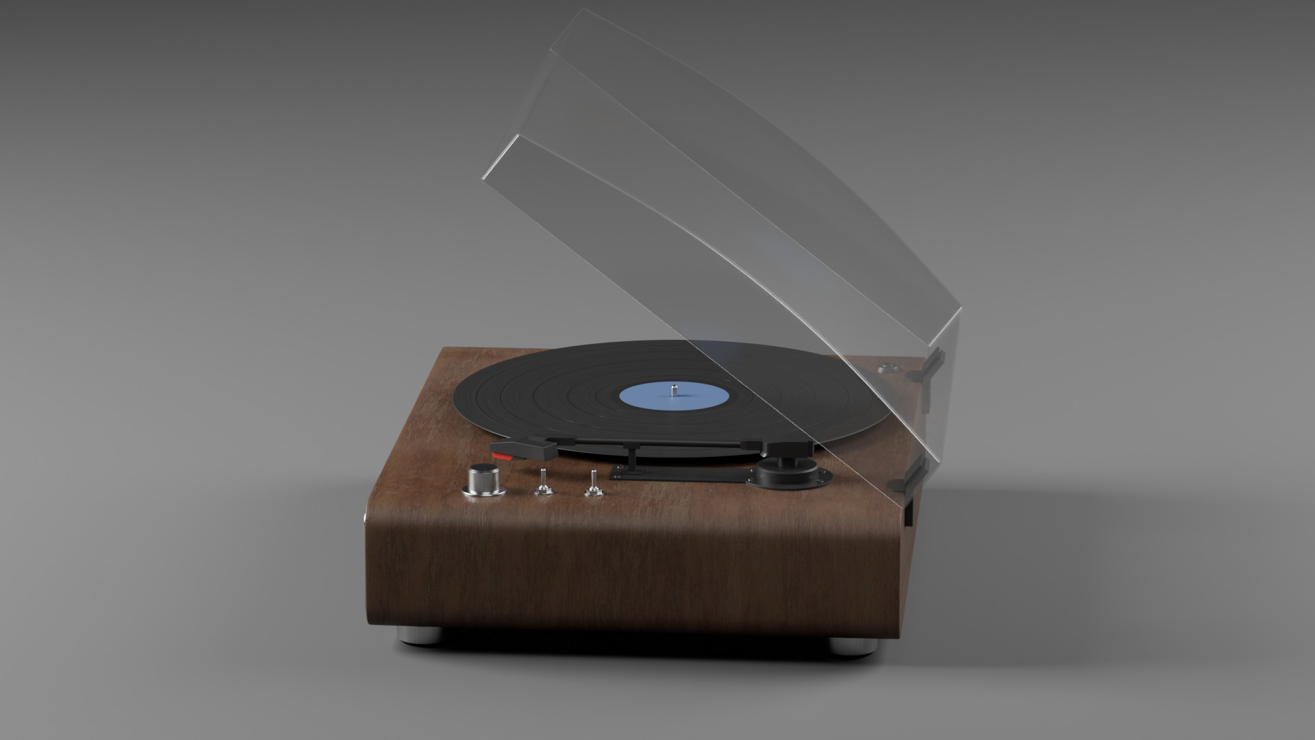 Retro turntable Low-poly 3D model_7