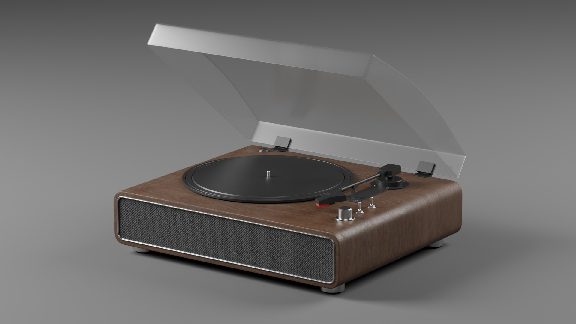 Retro turntable Low-poly 3D model_2