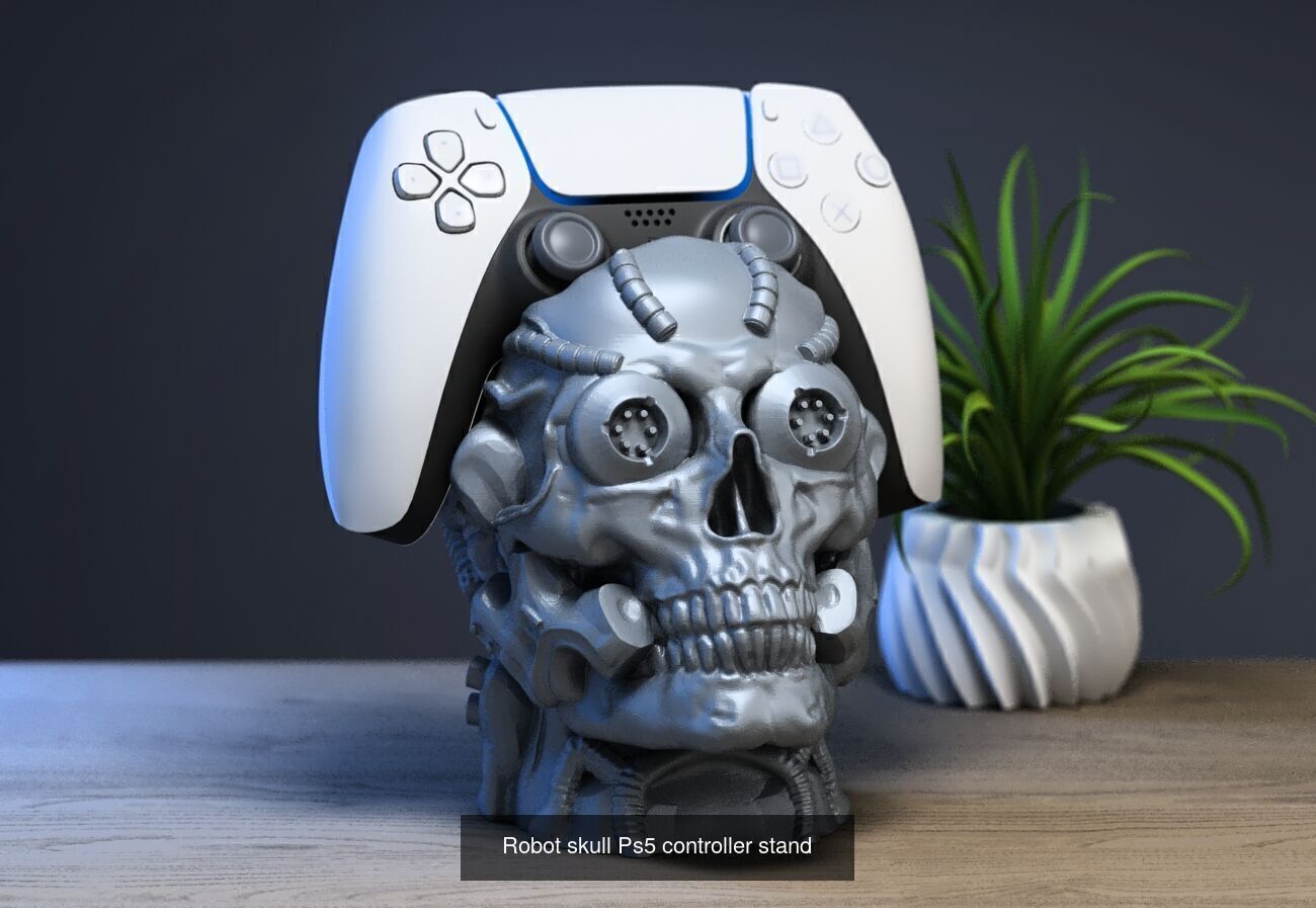 23 skull robot headphone stand sculpture ps5 controller 3D Model Collection_4