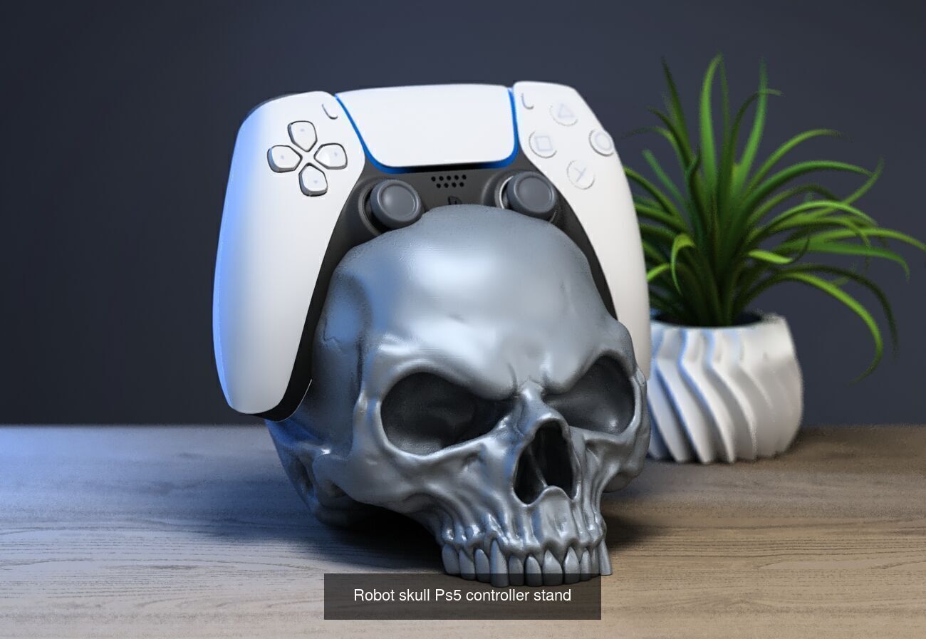 23 skull robot headphone stand sculpture ps5 controller 3D Model Collection_11