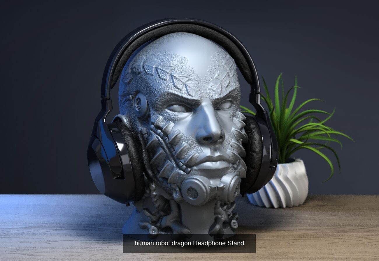23 skull robot headphone stand sculpture ps5 controller 3D Model Collection_17