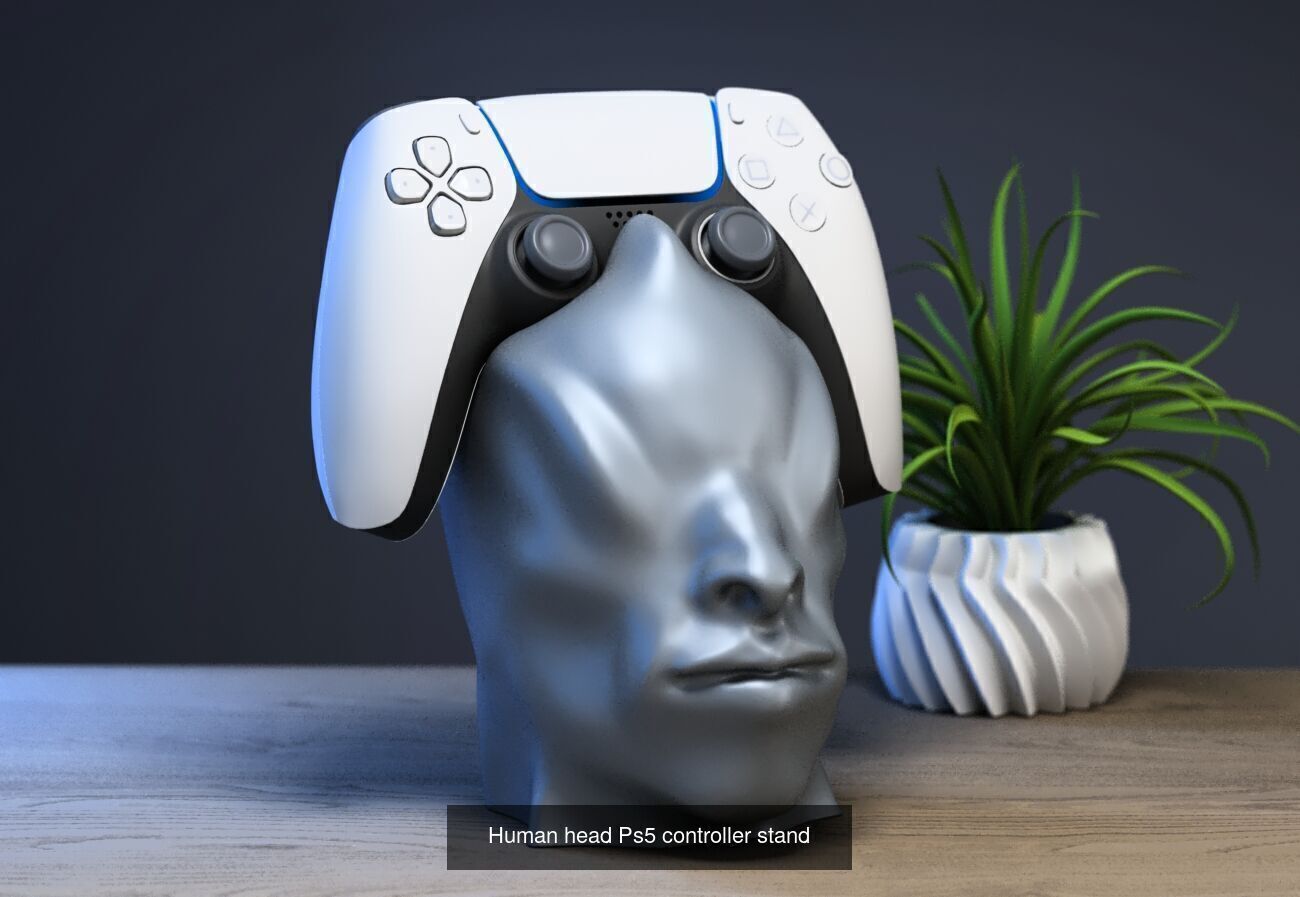 23 skull robot headphone stand sculpture ps5 controller 3D Model Collection_7