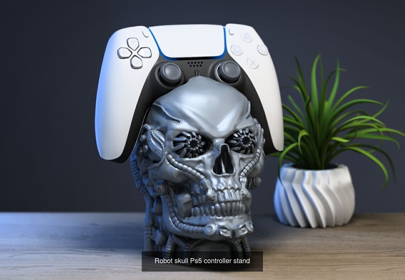 23 skull robot headphone stand sculpture ps5 controller 3D Model Collection_16