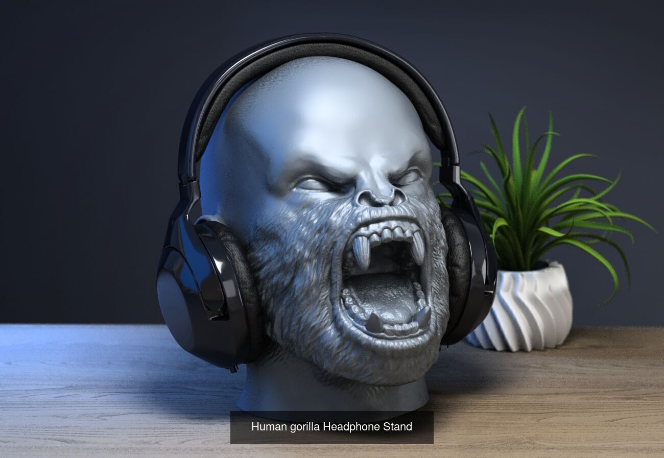 23 skull robot headphone stand sculpture ps5 controller 3D Model Collection_20