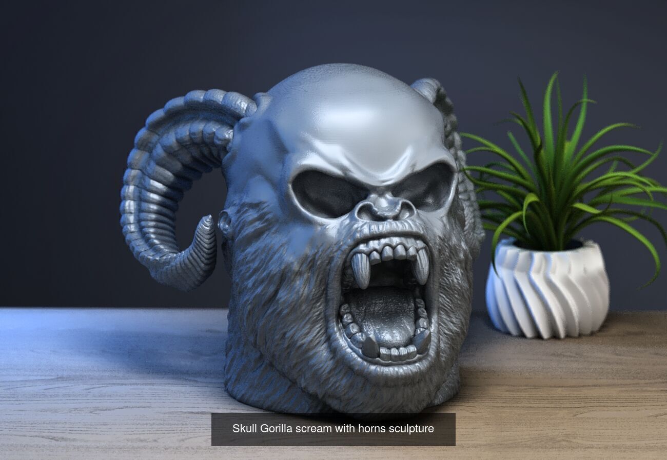 23 skull robot headphone stand sculpture ps5 controller 3D Model Collection_19