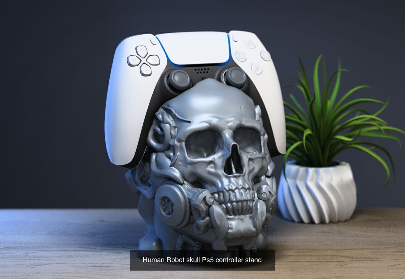 23 skull robot headphone stand sculpture ps5 controller 3D Model Collection_3
