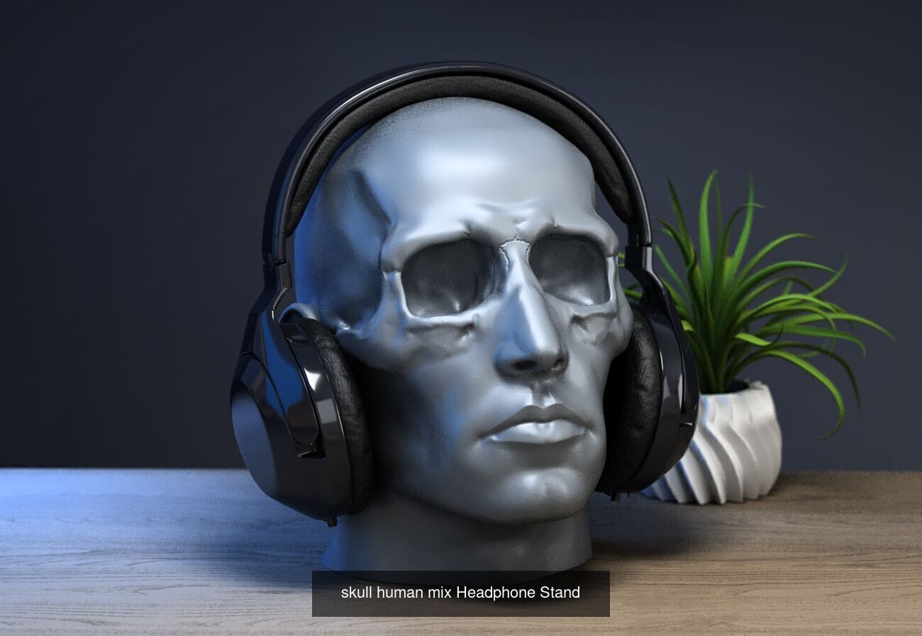 23 skull robot headphone stand sculpture ps5 controller 3D Model Collection_21