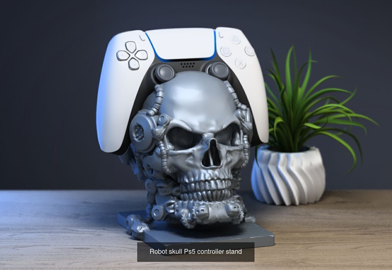 23 skull robot headphone stand sculpture ps5 controller 3D Model Collection_10