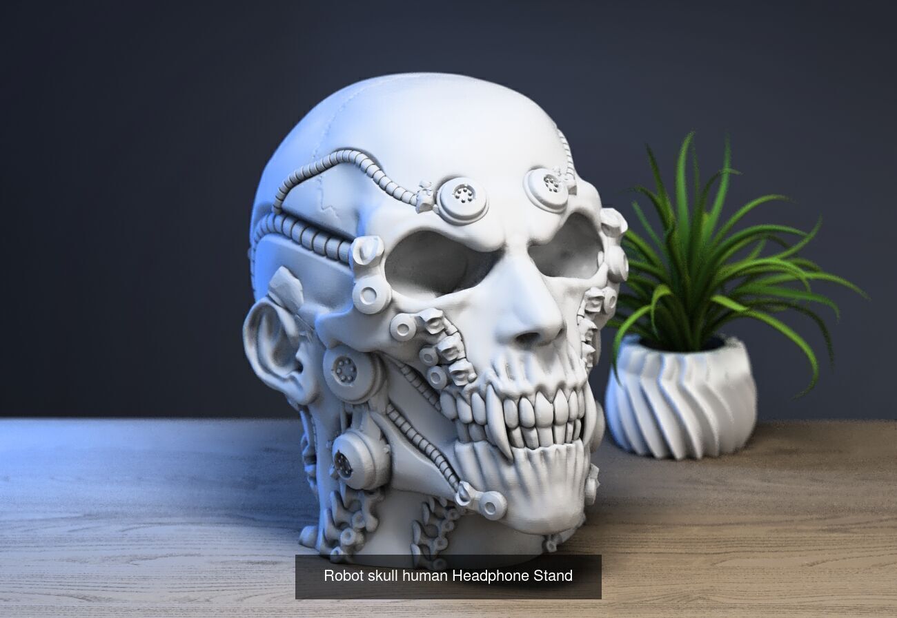 23 skull robot headphone stand sculpture ps5 controller 3D Model Collection_24