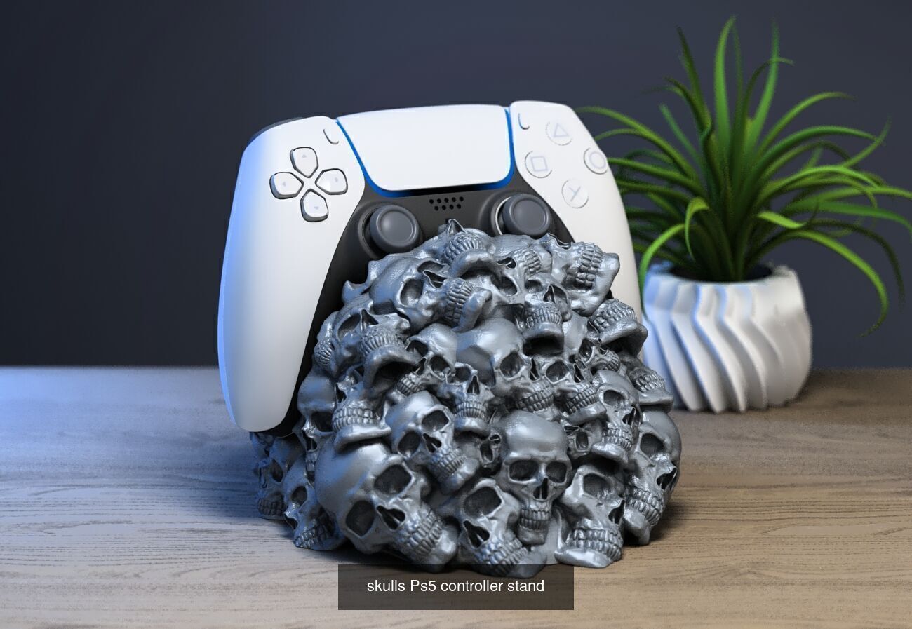 23 skull robot headphone stand sculpture ps5 controller 3D Model Collection_12