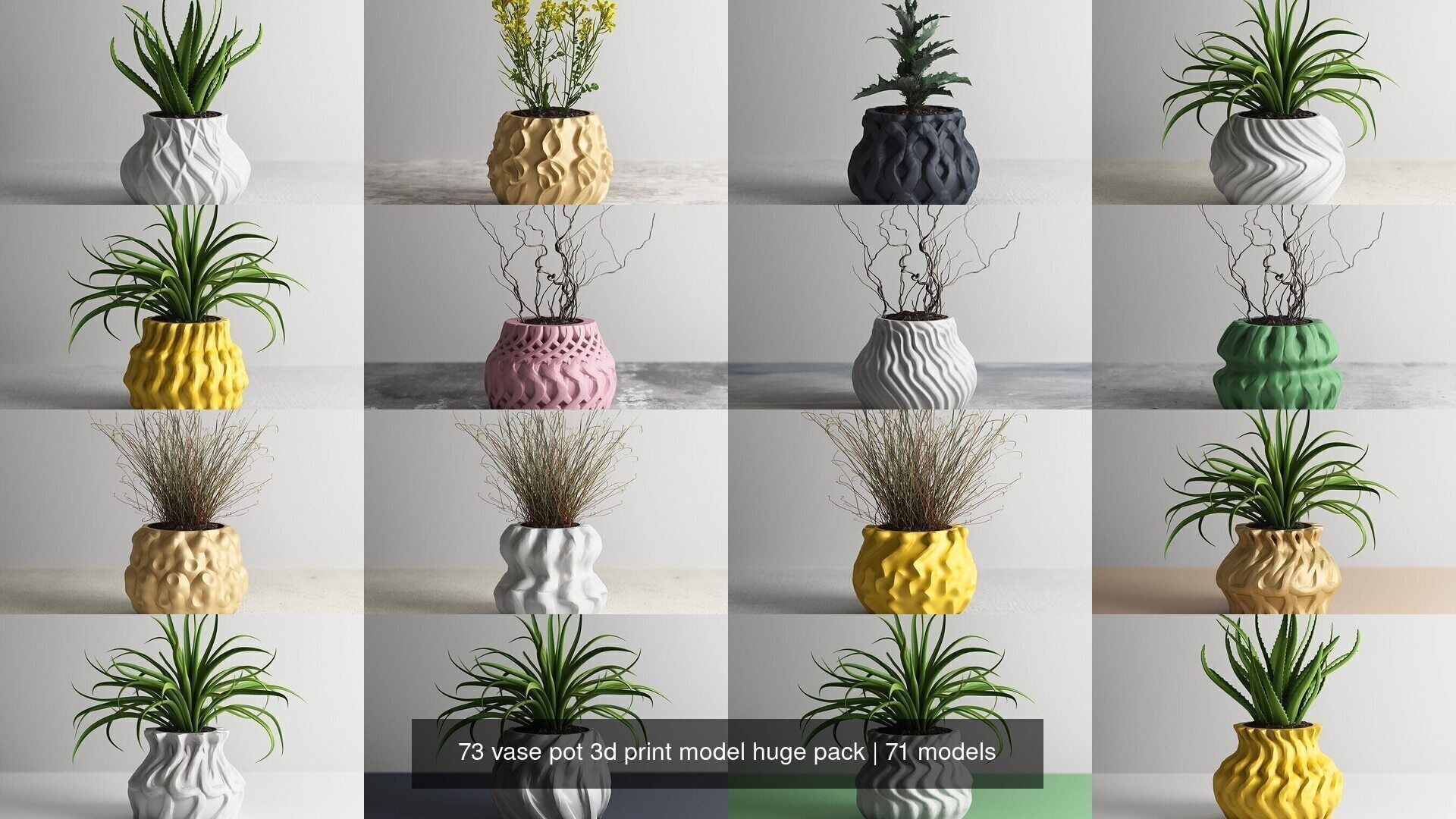 73 vase pot 3d print model huge pack 3D Model Collection_3