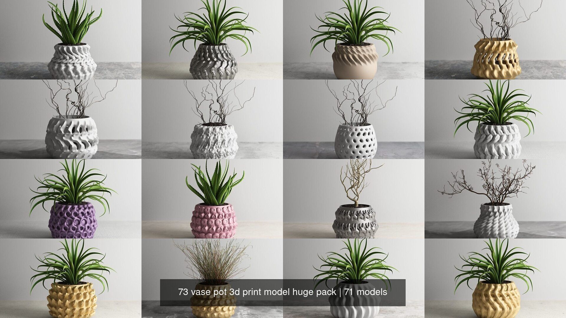 73 vase pot 3d print model huge pack 3D Model Collection_5