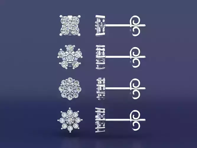 A Set of Tiny Diamond Stud Earrings CAD Design 3D print model