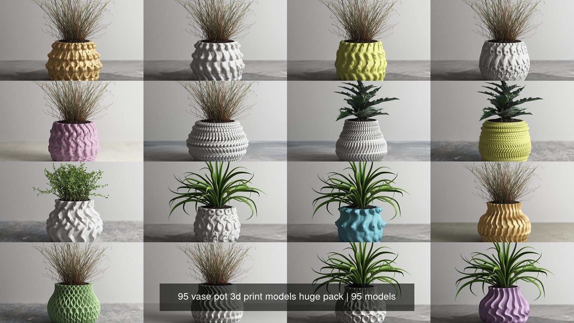 95 vase pot 3d print models huge pack 3D Model Collection_4