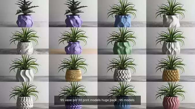 95 vase pot 3d print models huge pack 3D Model Collection
