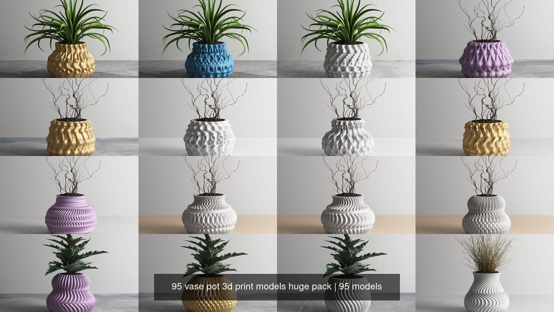 95 vase pot 3d print models huge pack 3D Model Collection_6